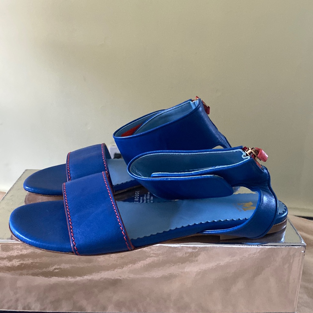 Missoni Gorgeous Blue Leather Light Blue Leather Soles Orange Stitch Shoes New